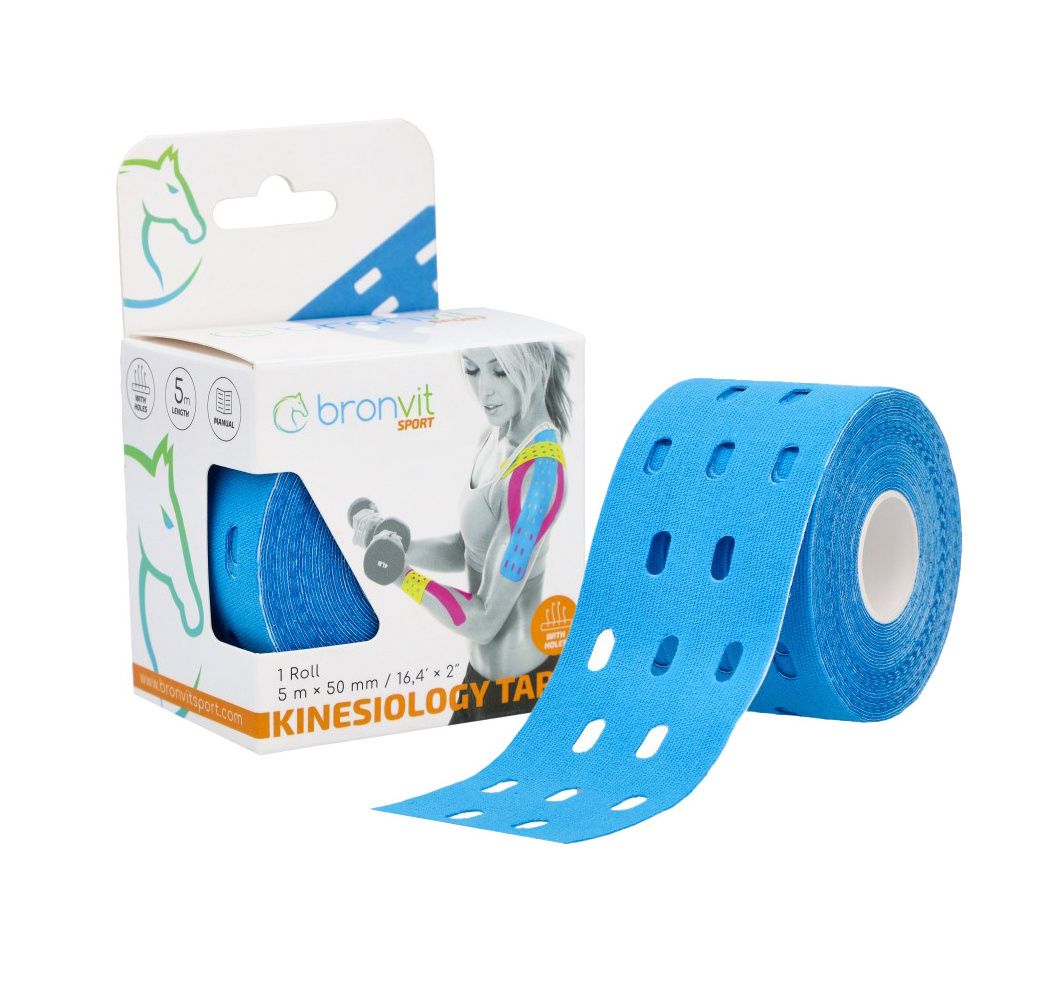 BronVit Sport Kinesio Tape děrovaný 5 cm x 5 m tejpovací páska modrá BronVit Sport