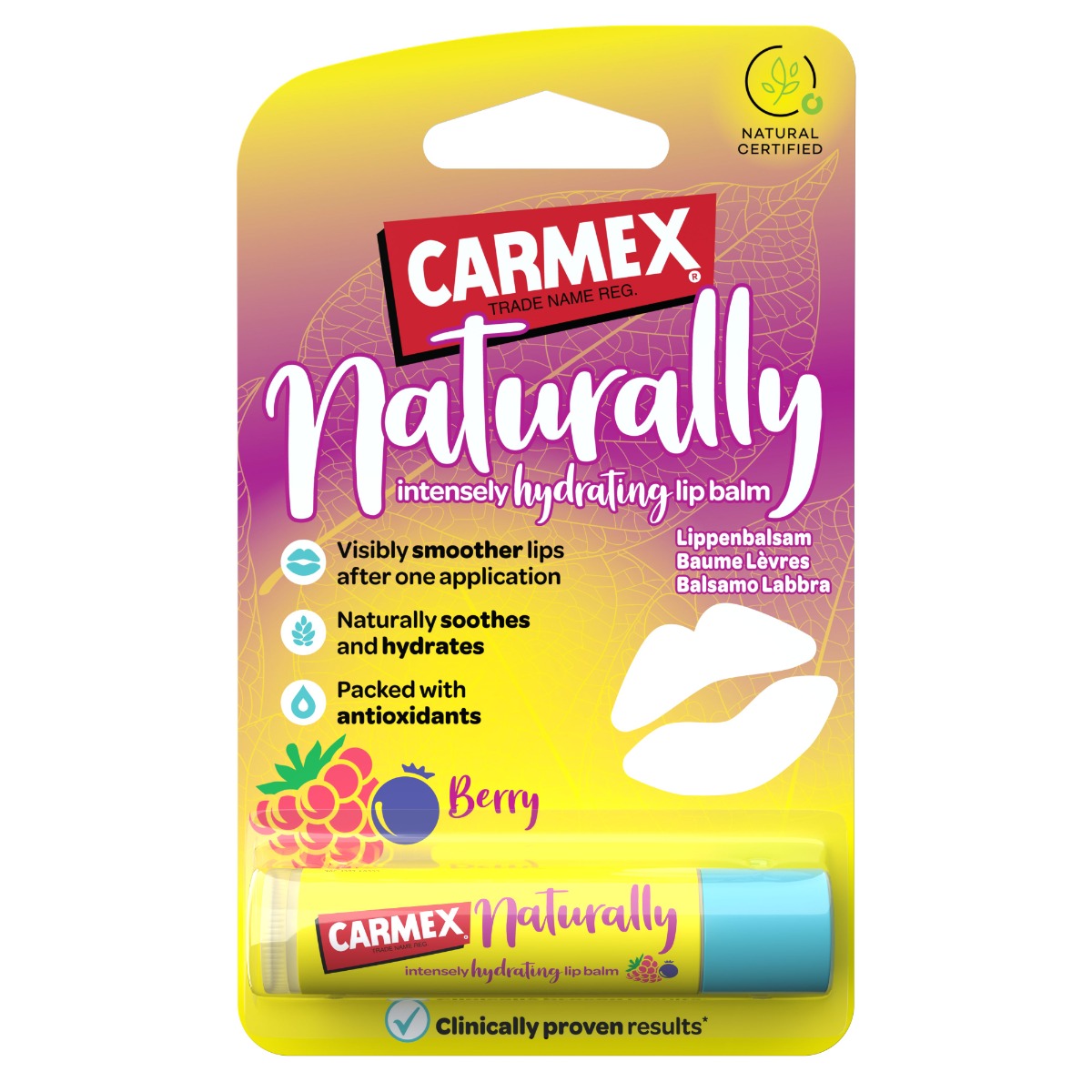 CARMEX Natural Hydratační balzám na rty malina borůvka 4