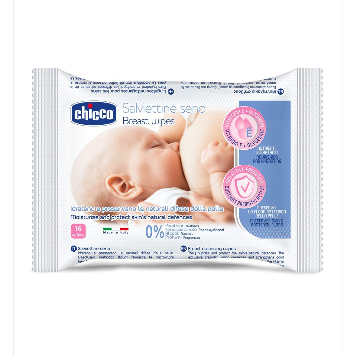 Chicco Ubrousky vlhčené na prsa 16 ks Chicco
