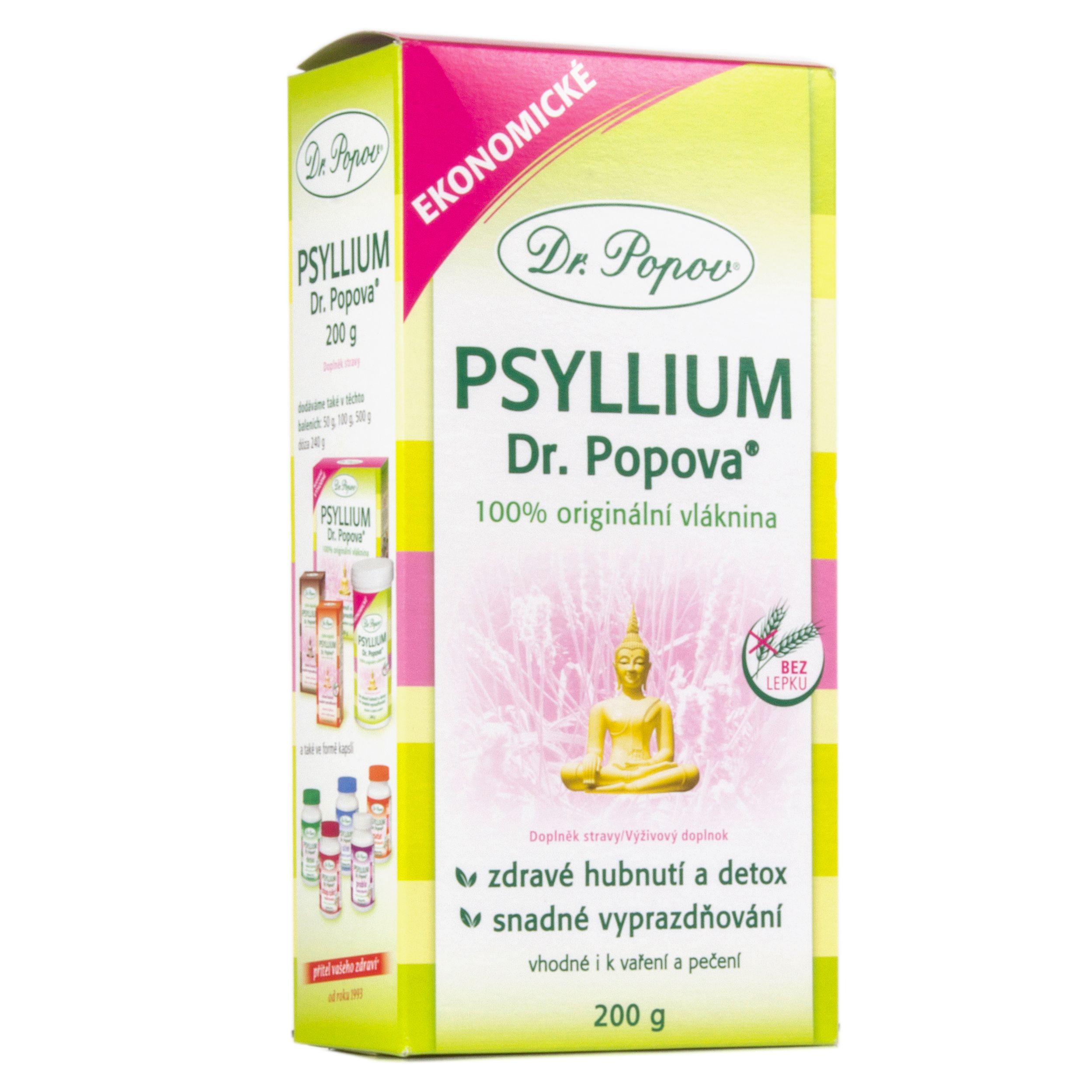 Dr. Popov Psyllium indická rozpustná vláknina 200 g Dr. Popov