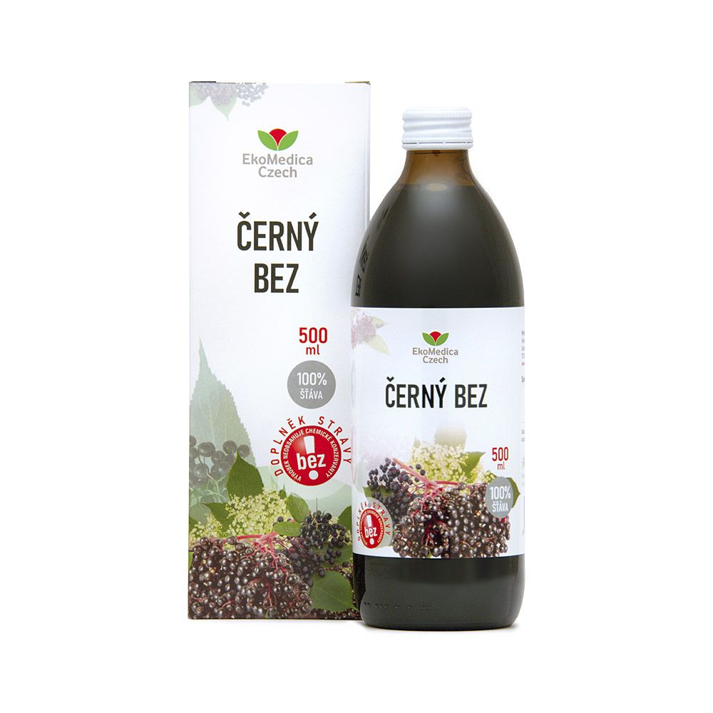 Ekomedica Černý bez 100% šťáva 500 ml Ekomedica
