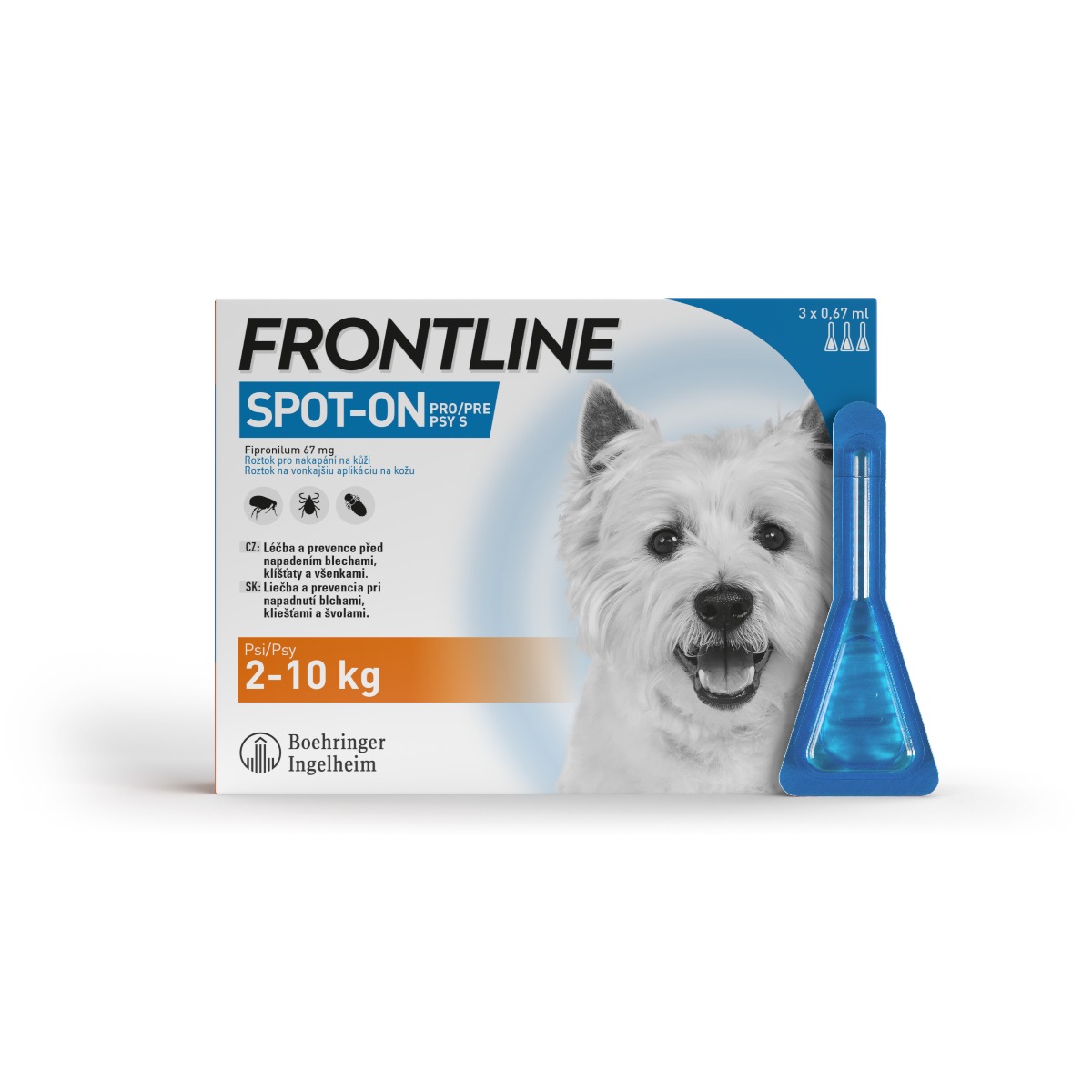 FRONTLINE SPOT-ON pro psy 2-10 kg (S) 3 pipety FRONTLINE