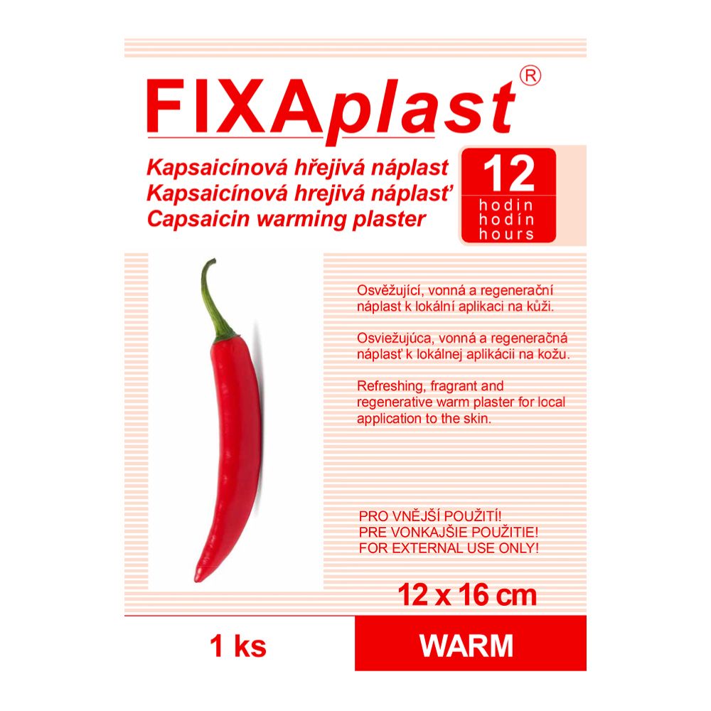 Fixaplast Warm Kapsaicínová hřejivá náplast 12x16 cm 1 ks Fixaplast