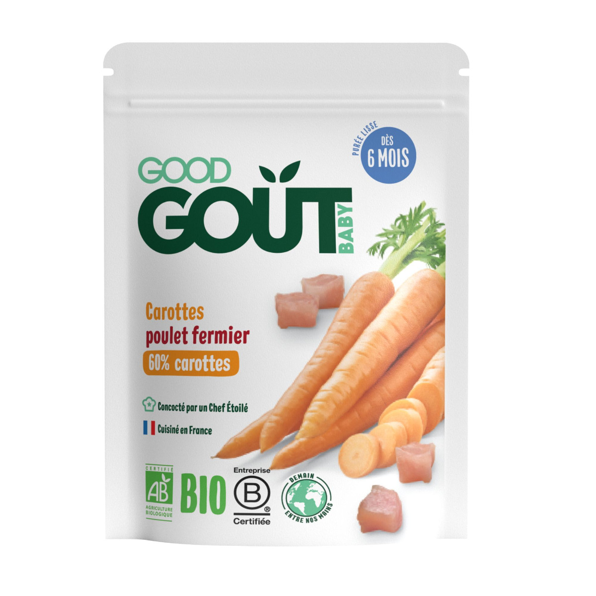 Good Gout BIO Mrkev s farmářským kuřátkem 6m+ 190 g Good Gout