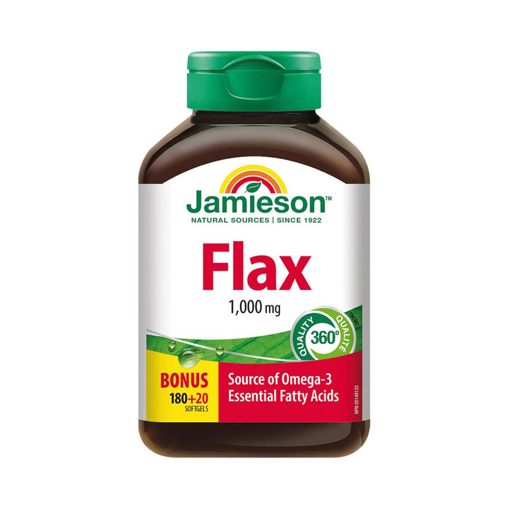 Jamieson Flax Omega-3 1000 mg lněný olej 200 kapslí Jamieson