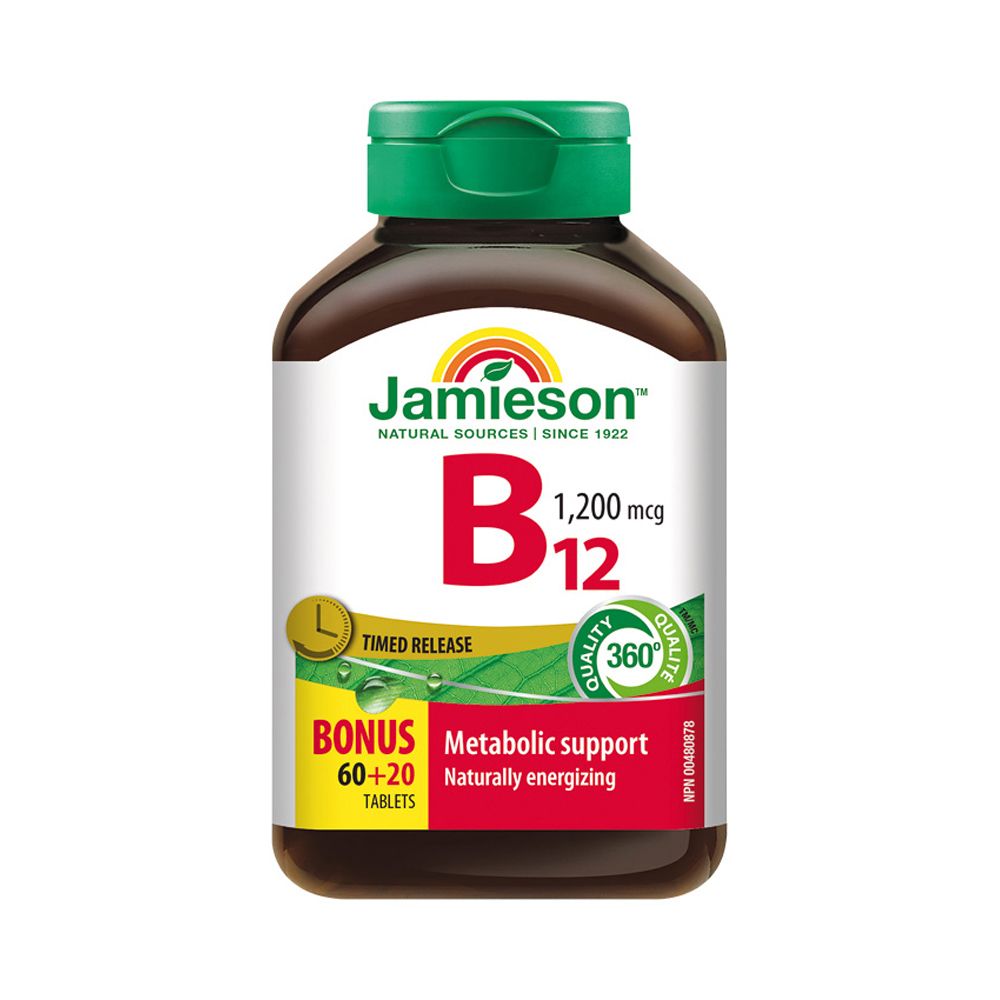 Jamieson Vitamín B12 s postupným uvolňováním 1200 mcg 80 tablet Jamieson