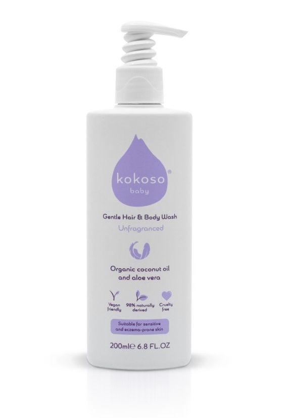 Kokoso Baby Jemný dětský mycí gel na tělo i vlásky bez parfemace 200 ml Kokoso Baby