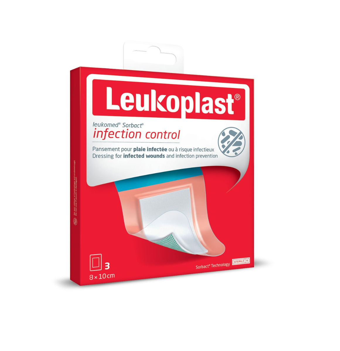 Leukoplast Leukomed Sorbact Antimikrobiální krytí 8 x 10 cm 3 ks Leukoplast
