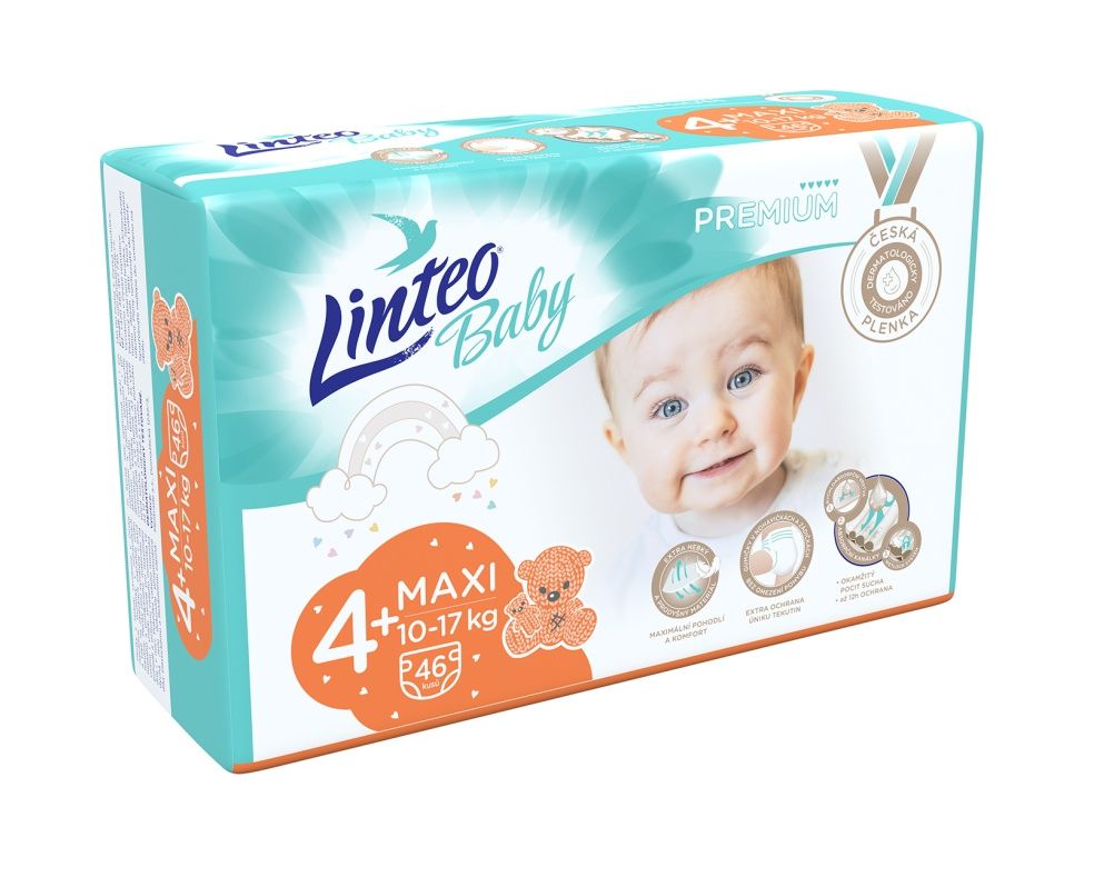 Linteo Baby PREMIUM 4+ Maxi 10-17 kg dětské plenky 46 ks Linteo Baby