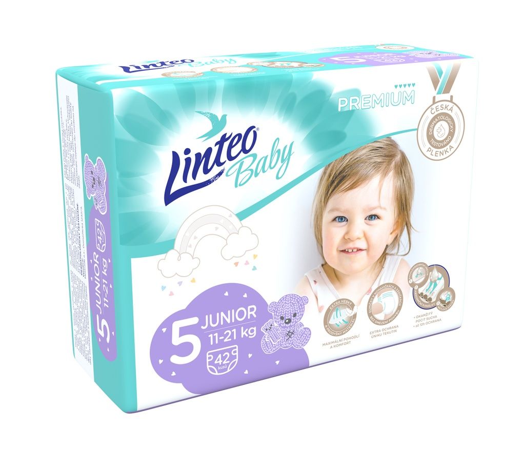 Linteo Baby PREMIUM 5 Junior 11-21 kg dětské plenky 42 ks Linteo Baby