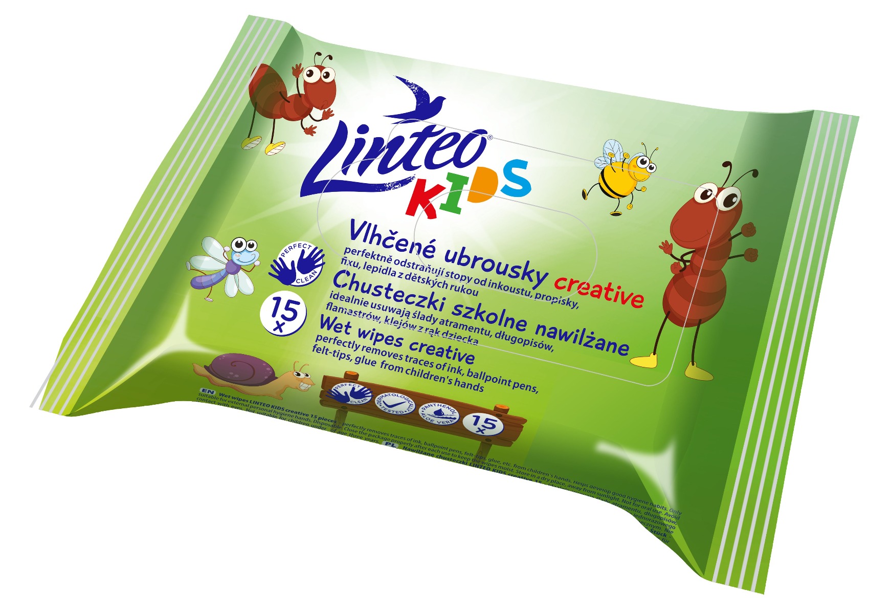 Linteo Kids Vlhčené ubrousky creative 15 ks Linteo