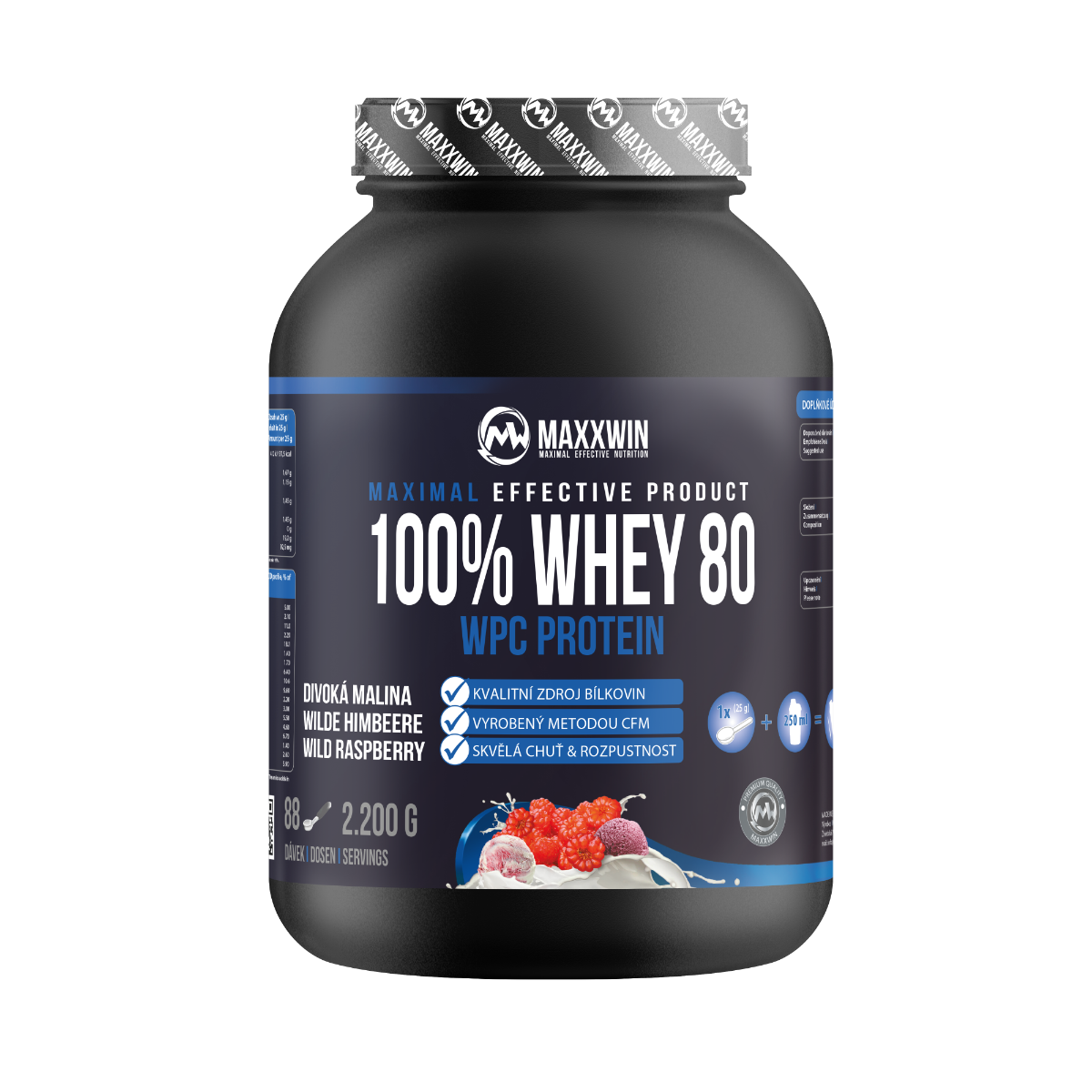 MAXXWIN 100% WHEY 80 divoká malina 2200 g MAXXWIN
