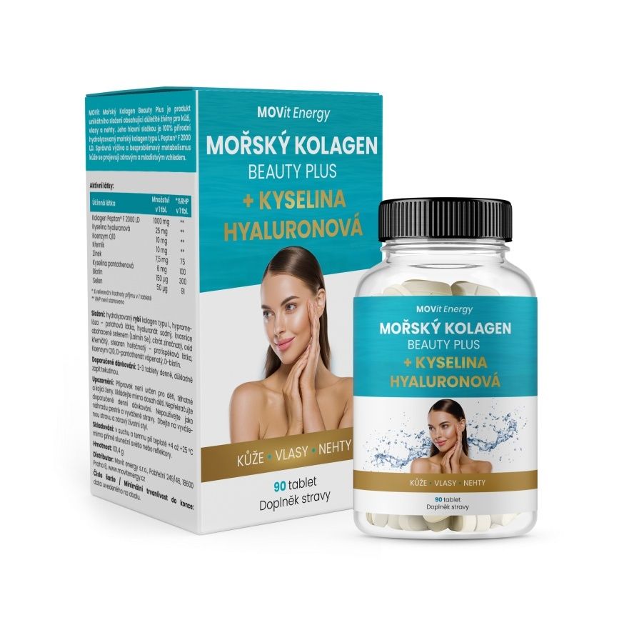 MOVit Energy Mořský Kolagen Beauty Plus + Kyselina hyaluronová 90 tablet MOVit Energy