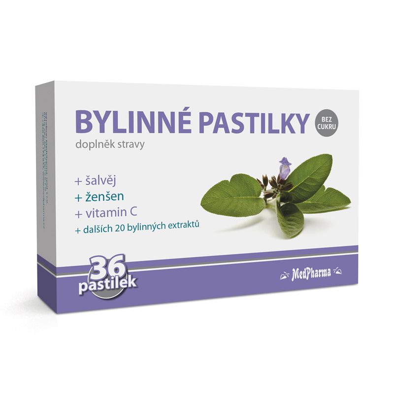 MedPharma Bylinné pastilky bez cukru šalvěj 36 ks MedPharma