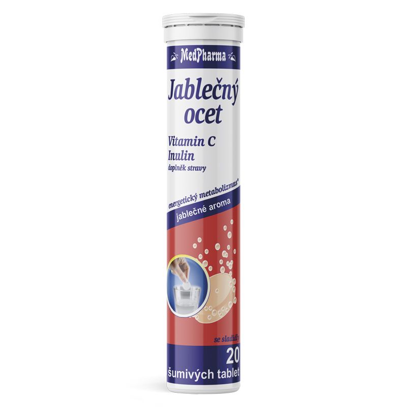 MedPharma Jablečný ocet + vitamin C + Inulin 20 šumivých tablet MedPharma