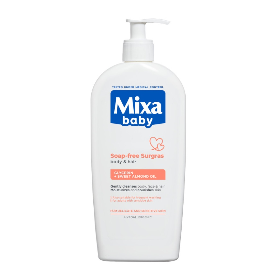 Mixa Baby Extra vyživující mycí gel na tělo a vlásky 400 ml Mixa