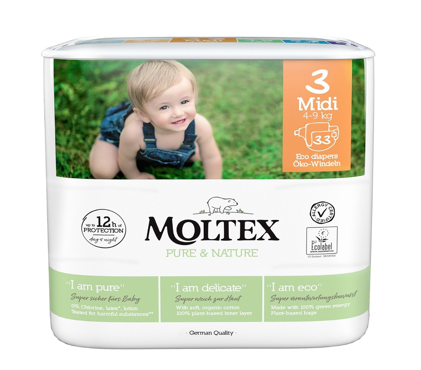 Moltex Pure & Nature Midi 4-9 kg dětské pleny 33 ks Moltex Pure & Nature