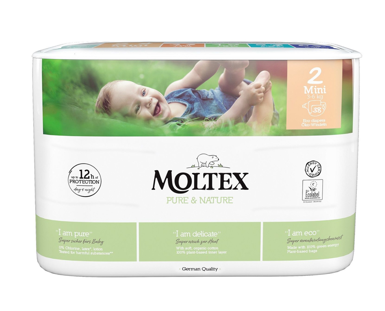 Moltex Pure & Nature Mini 3-6 kg dětské pleny 38 ks Moltex Pure & Nature