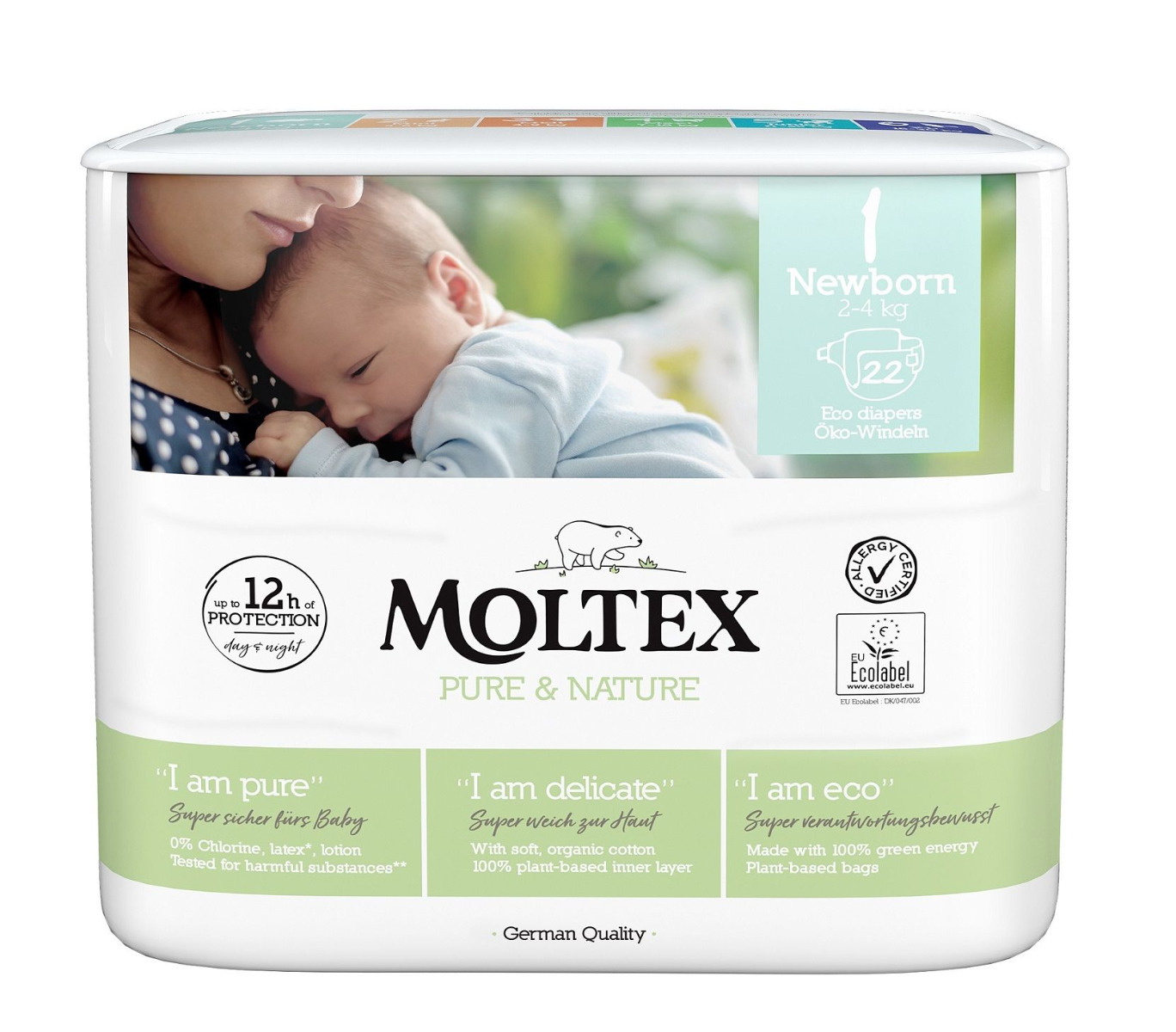 Moltex Pure & Nature Newborn 2-4 kg dětské pleny 22 ks Moltex Pure & Nature
