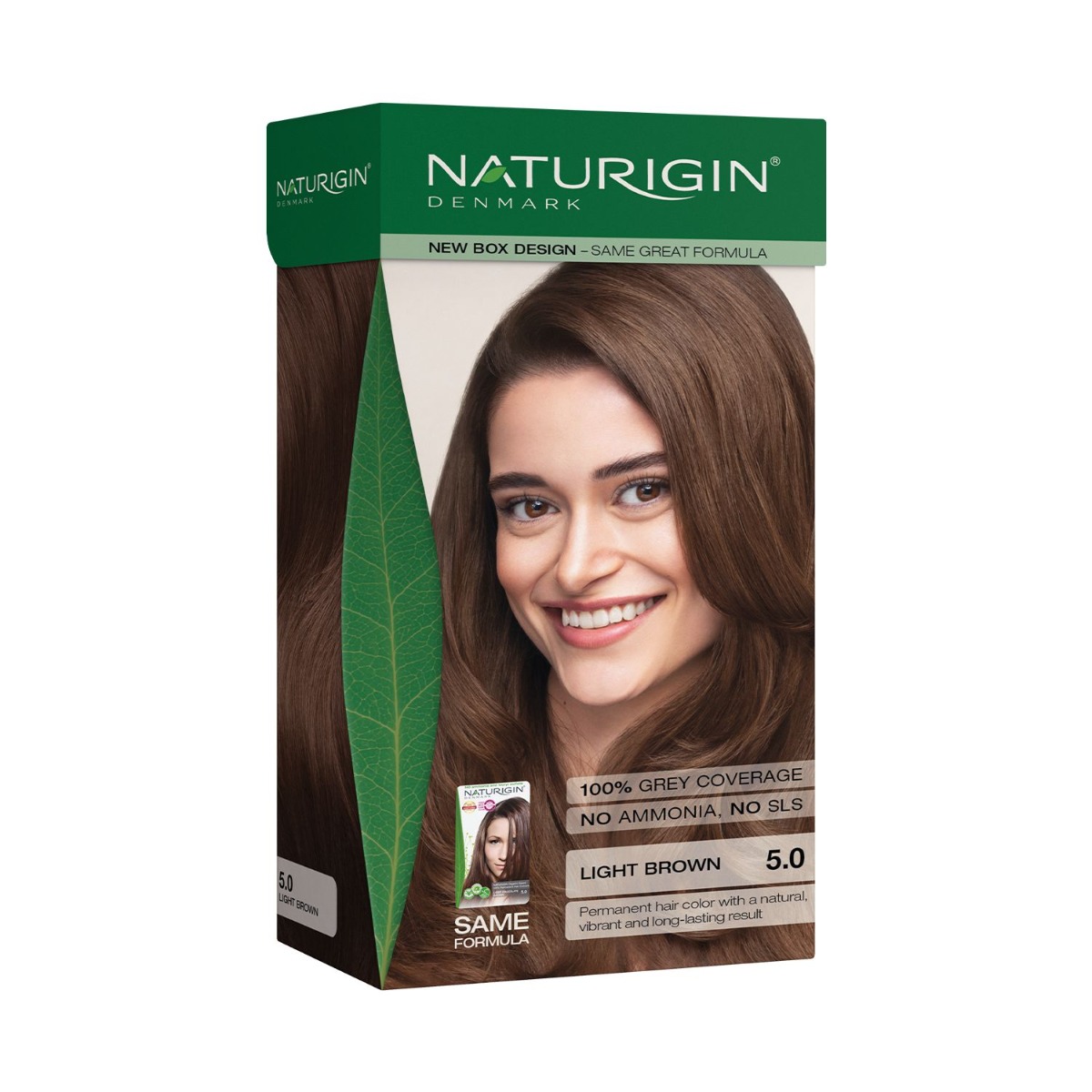 NATURIGIN Organic Based 100% Permanent Hair Colours Light Brown 5.0 barva na vlasy 115 ml NATURIGIN
