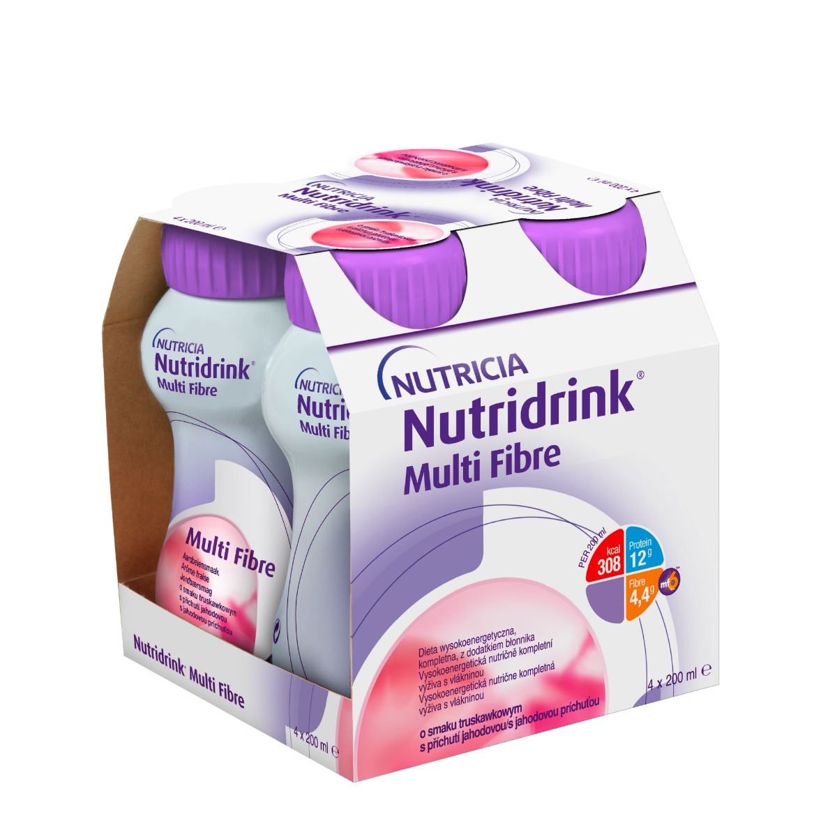 Nutridrink Multi Fibre s příchutí jahodovou 4x200 ml Nutridrink