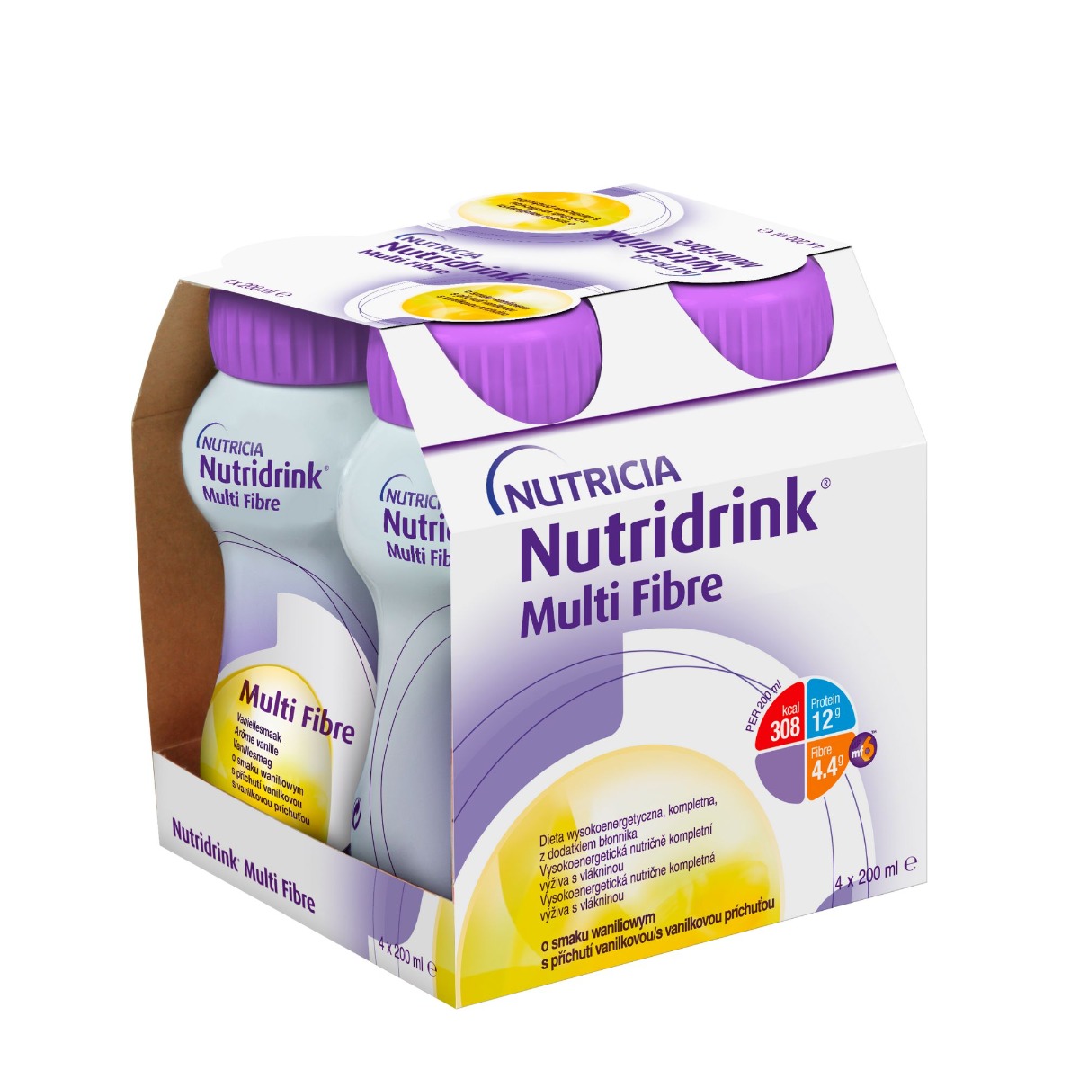 Nutridrink Multi Fibre s příchutí vanilkovou 4x200 ml Nutridrink