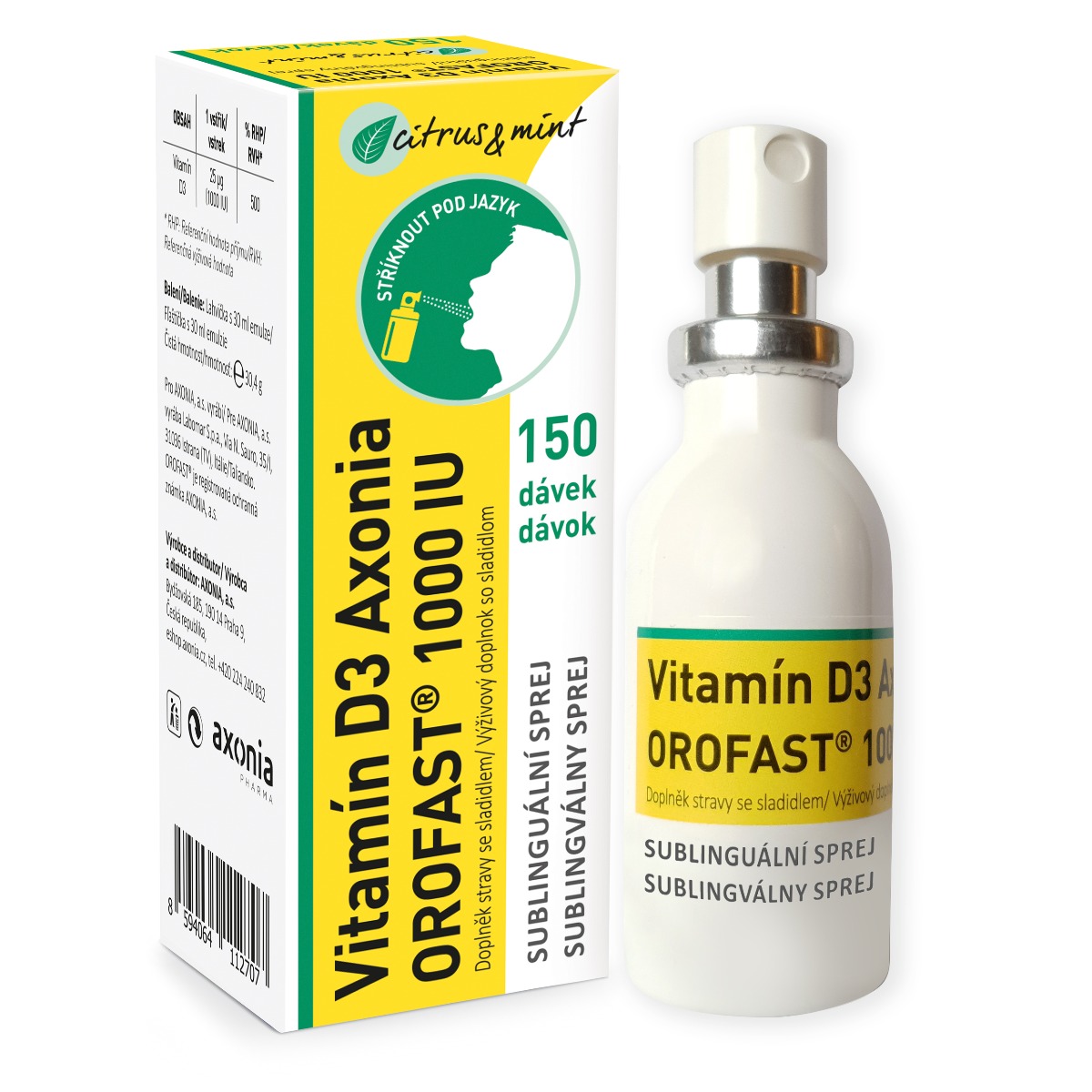 OROFAST Vitamín D3 Axonia 1000 IU sublinguální sprej 30 ml OROFAST