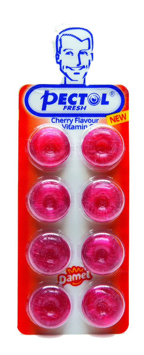 PECTOL Dropsy s třešňovou příchutí a vitaminem C blistr 8 ks PECTOL