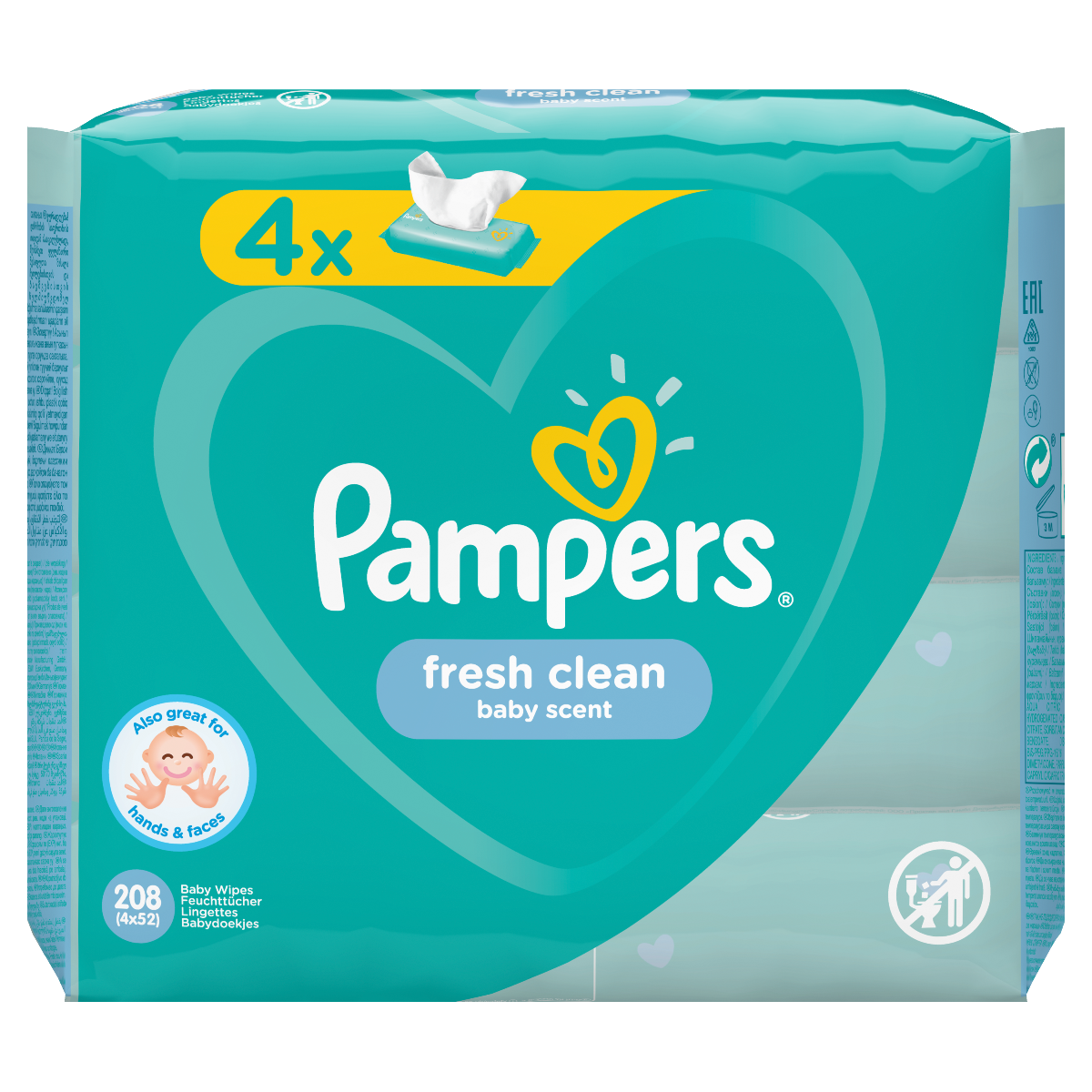 Pampers Fresh Clean vlhčené ubrousky 4x52 ks Pampers