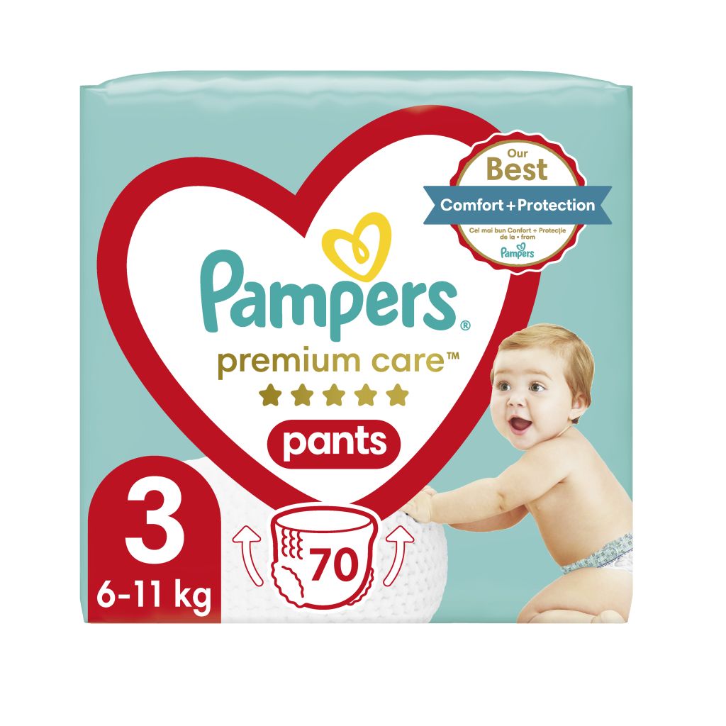 Pampers Premium Care Pants vel. 3 dětské plenkové kalhotky 70 ks Pampers
