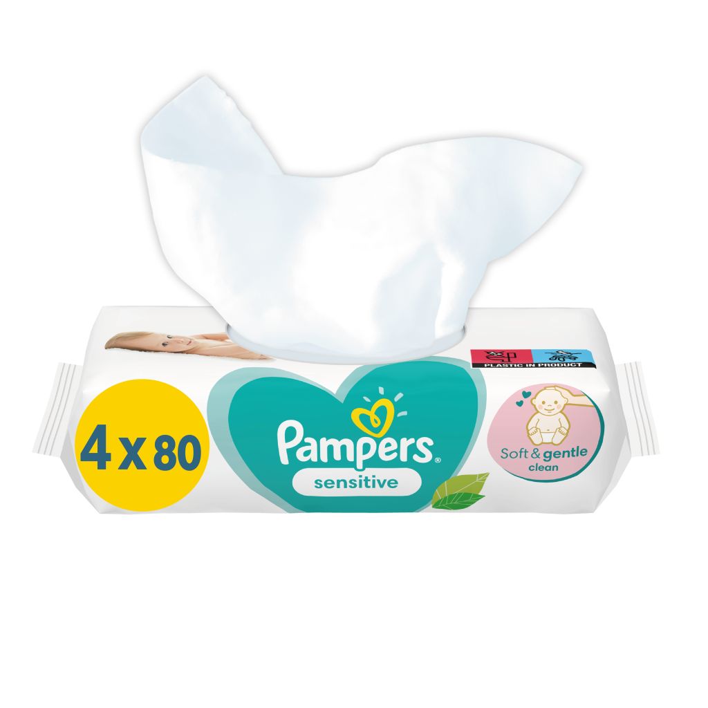 Pampers Sensitive vlhčené ubrousky 4x80 ks Pampers