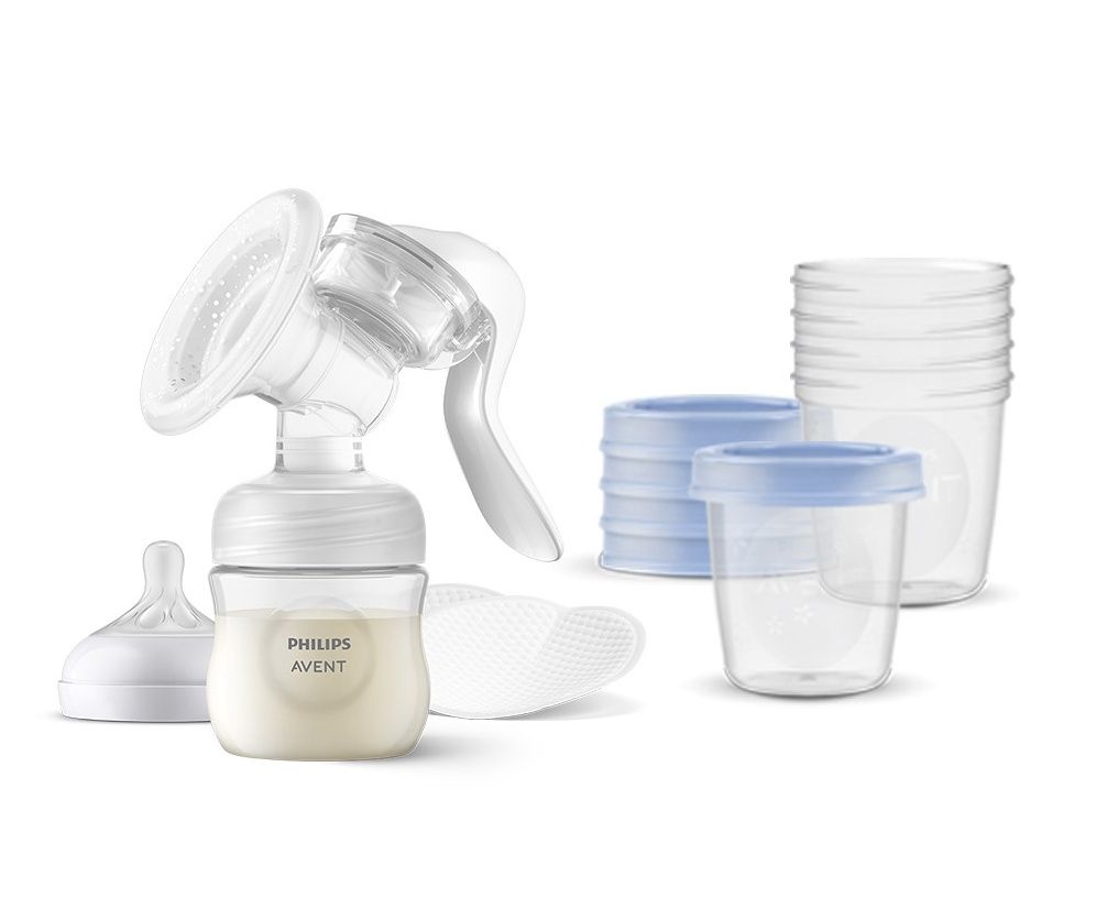 Philips Avent Odsávačka mateřského mléka manuální + VIA 180 ml 5 ks Philips Avent