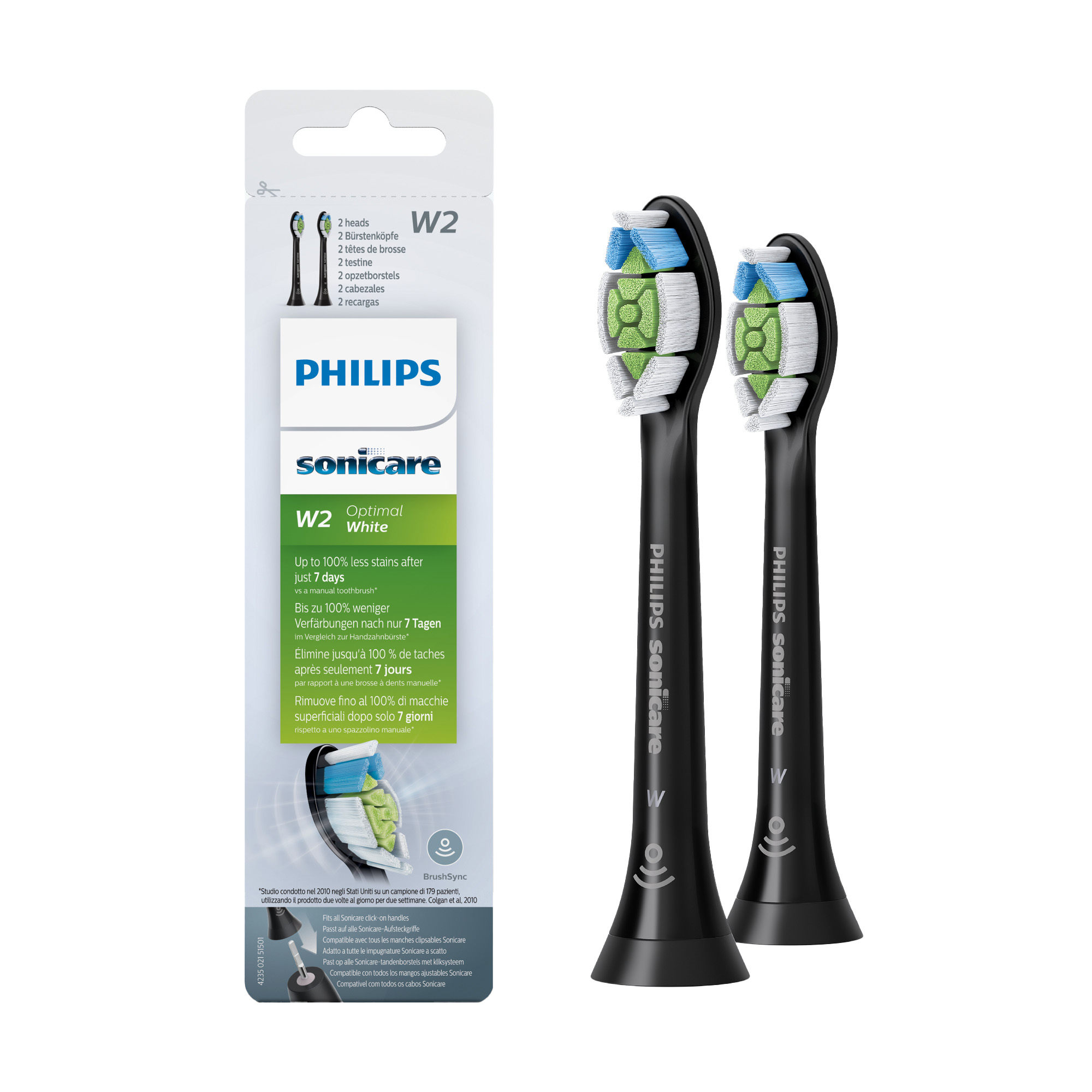 Philips Sonicare Optimal White Standard HX6062/13 černé náhradní hlavice 2 ks Philips Sonicare