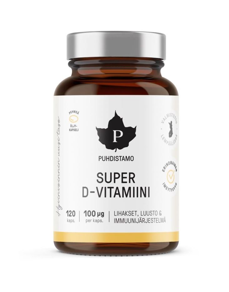 Puhdistamo Super Vitamin D 4000 IU 120 kapslí Puhdistamo
