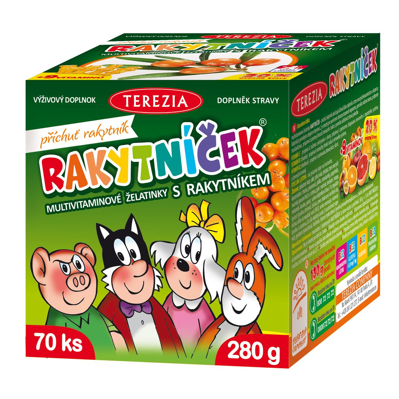 Rakytníček Multivitaminové želatinky s rakytníkem 70 ks Rakytníček
