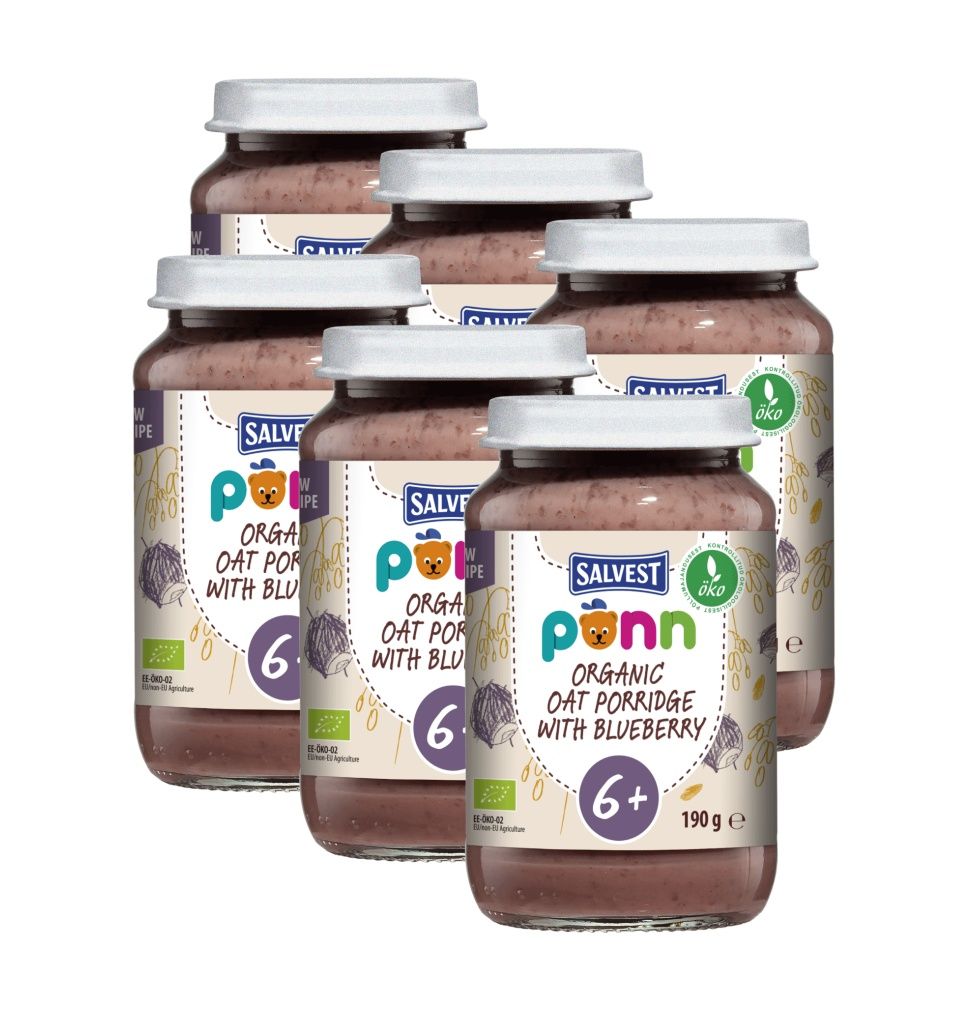 SALVEST Põnn BIO Borůvky s ovesnými vločkami 6x190 g SALVEST