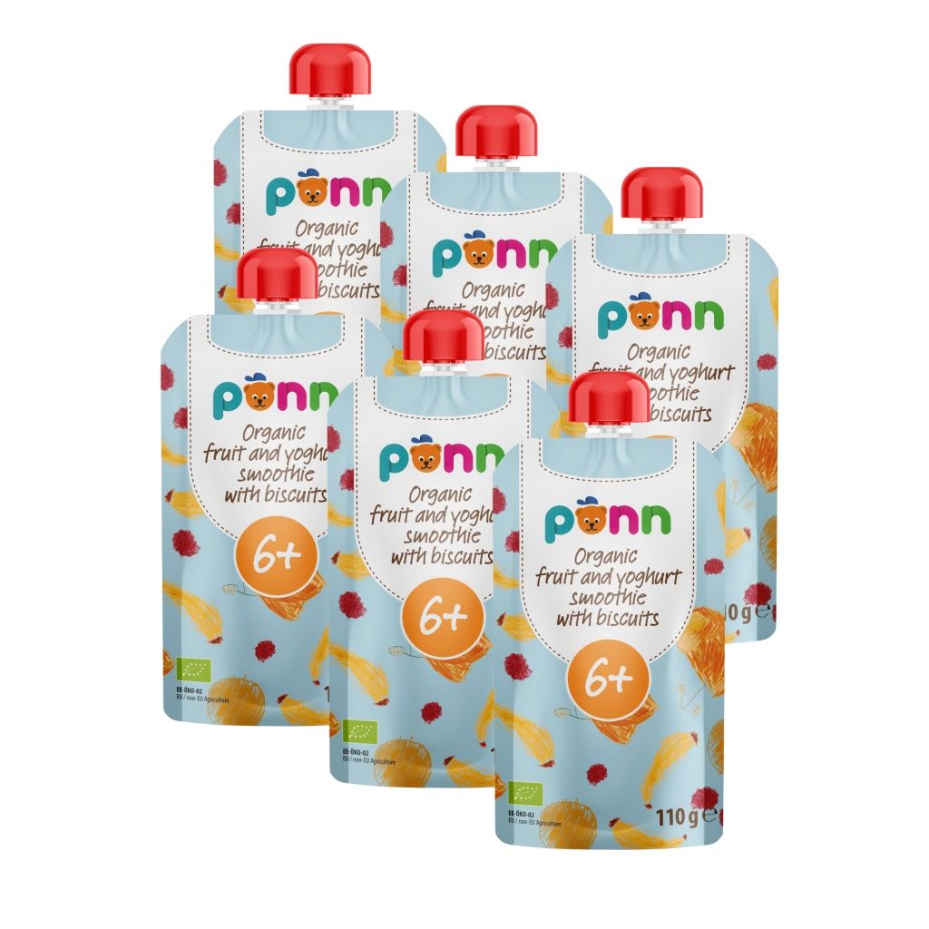 SALVEST Põnn BIO Ovocné smoothie s jogurtem a sušenkami 6x110 g SALVEST