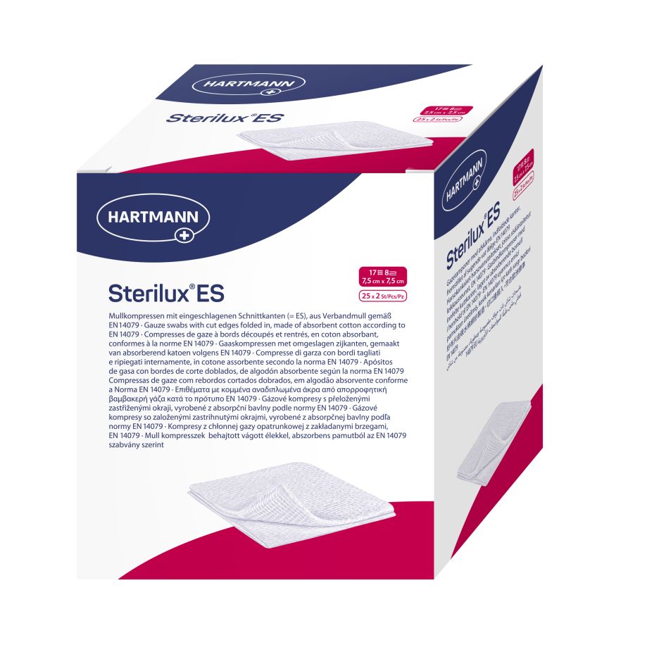 Sterilux Gáza kompresní sterilní 17 vláken 8 vrstev 7