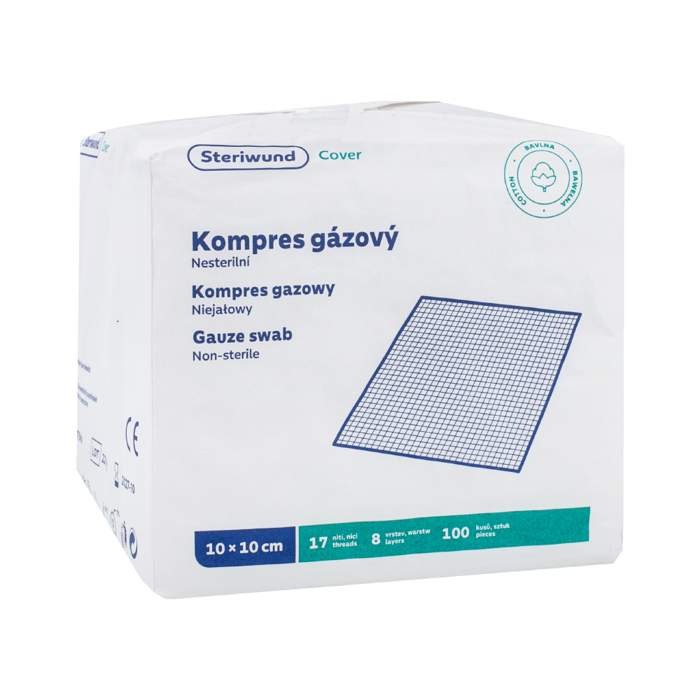 Steriwund Gáza kompresy nesterilní 8 vrstvé 10 x 10 cm 100 ks Steriwund