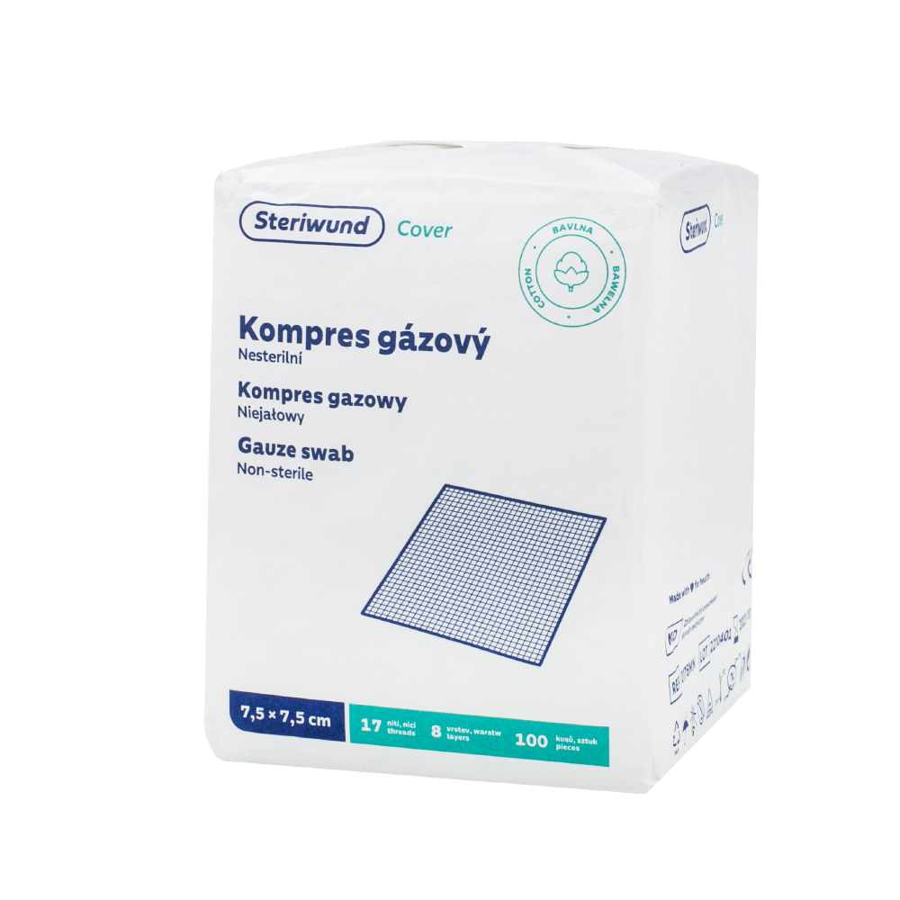Steriwund Gáza kompresy nesterilní 8 vrstvé 7