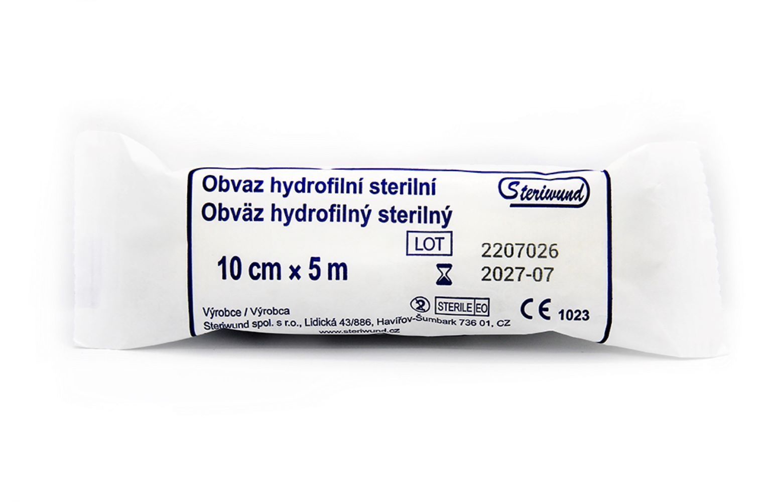 Steriwund Obinadlo hydrofilní pletené sterilní 10 cm x 5 m 1 ks Steriwund