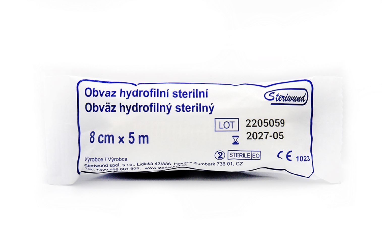 Steriwund Obinadlo hydrofilní pletené sterilní 8 cm x 5 m 1 ks Steriwund