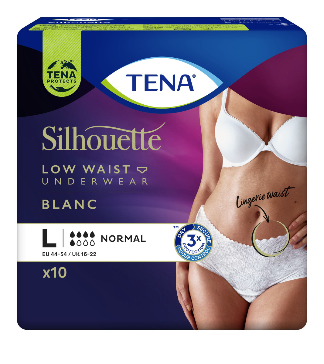 Tena Silhouette Low Waist Blanc vel. L inkontinenční kalhotky 10 ks Tena
