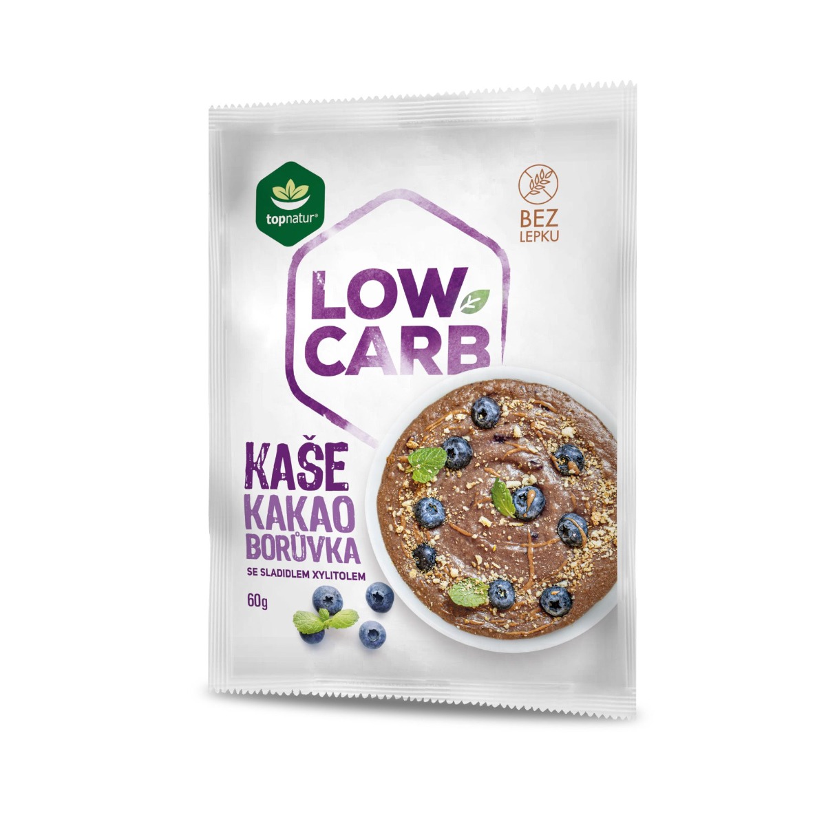 Topnatur Low Carb Kaše kakao a borůvka 60 g Topnatur