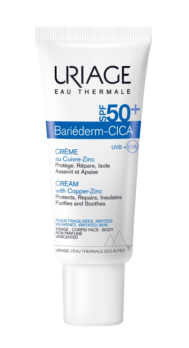 Uriage Bariéderm Cica Creme SPF 50 reparativní krém na popraskanou pokožku 40 ml Uriage