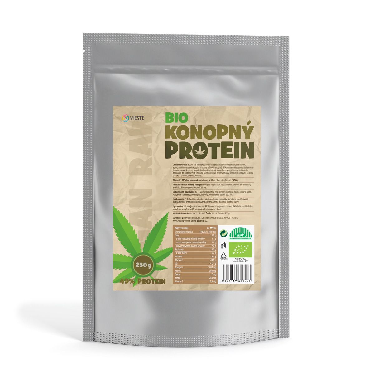 Vieste Konopný protein 100% naturální 250 g Vieste
