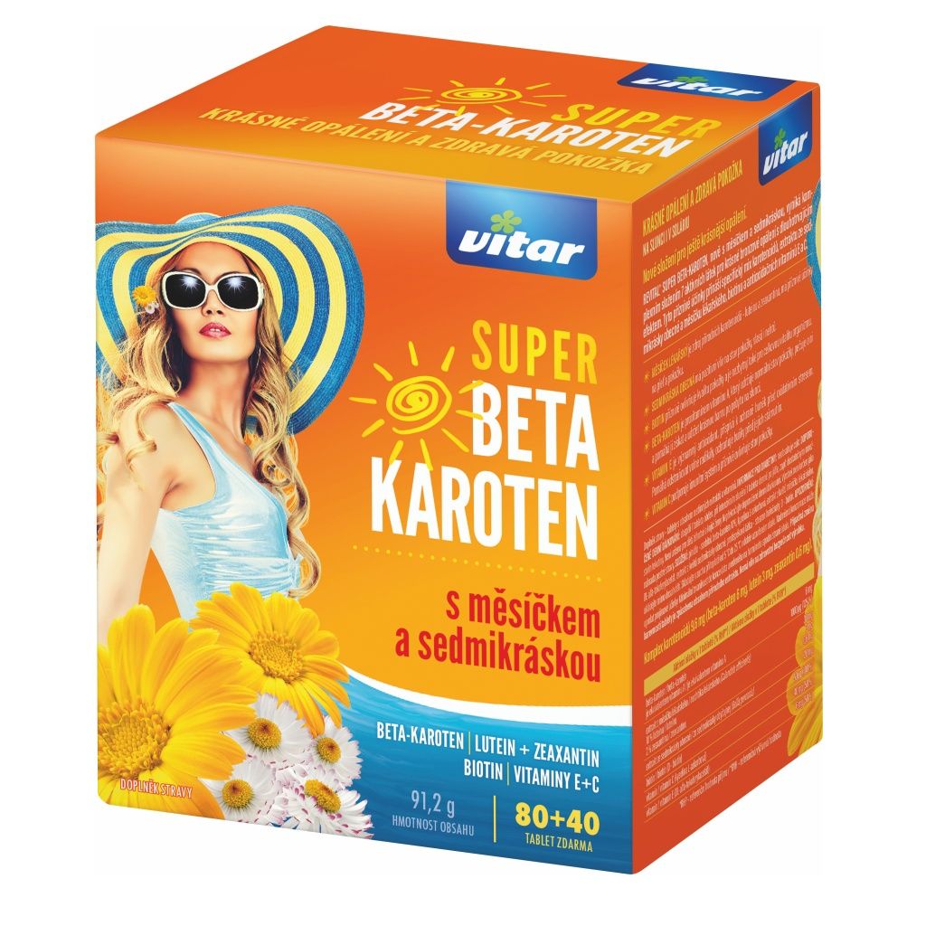 Vitar Super Betakaroten s měsíčkem a sedmikráskou 80+40 tablet Vitar
