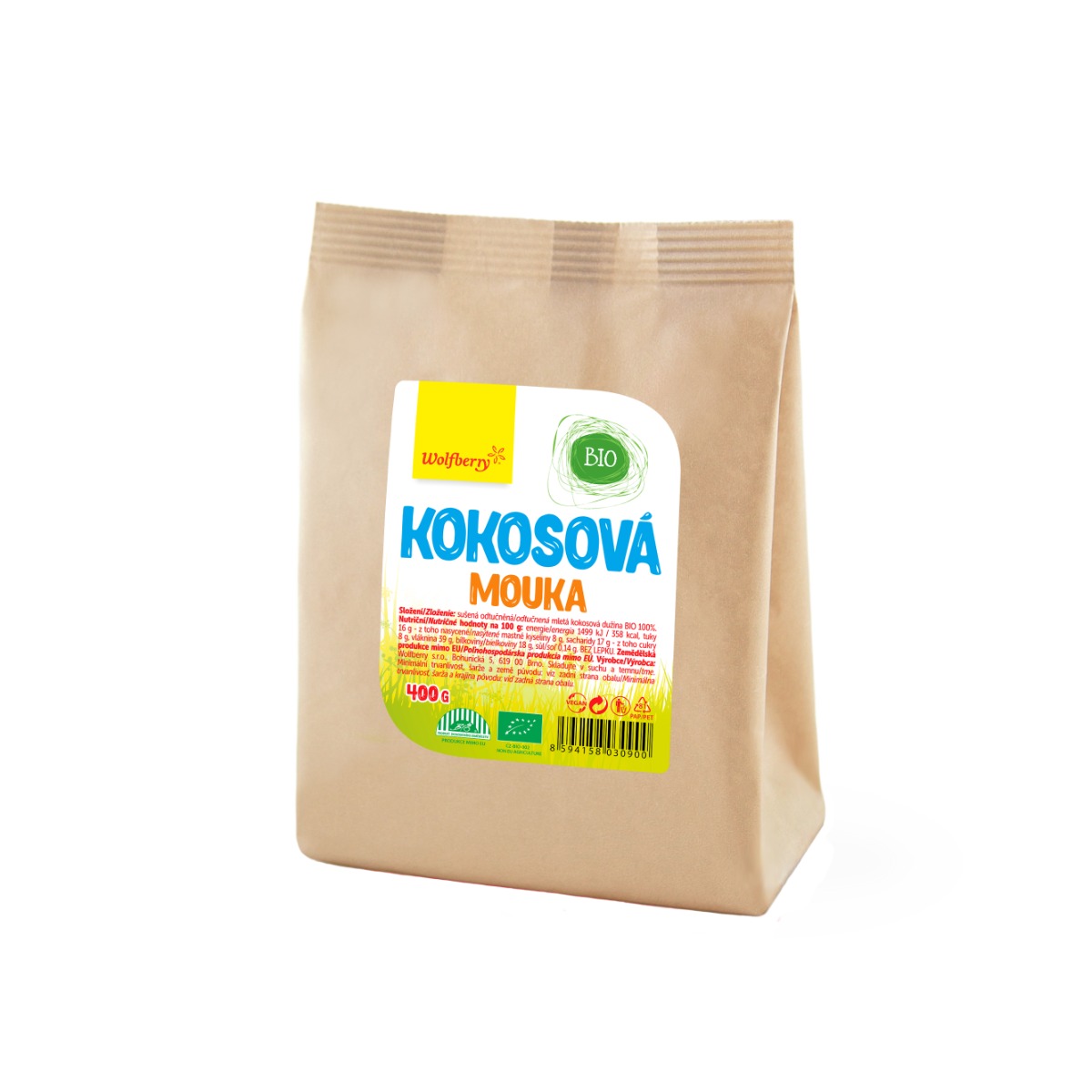 Wolfberry Kokosová mouka BIO 400 g Wolfberry
