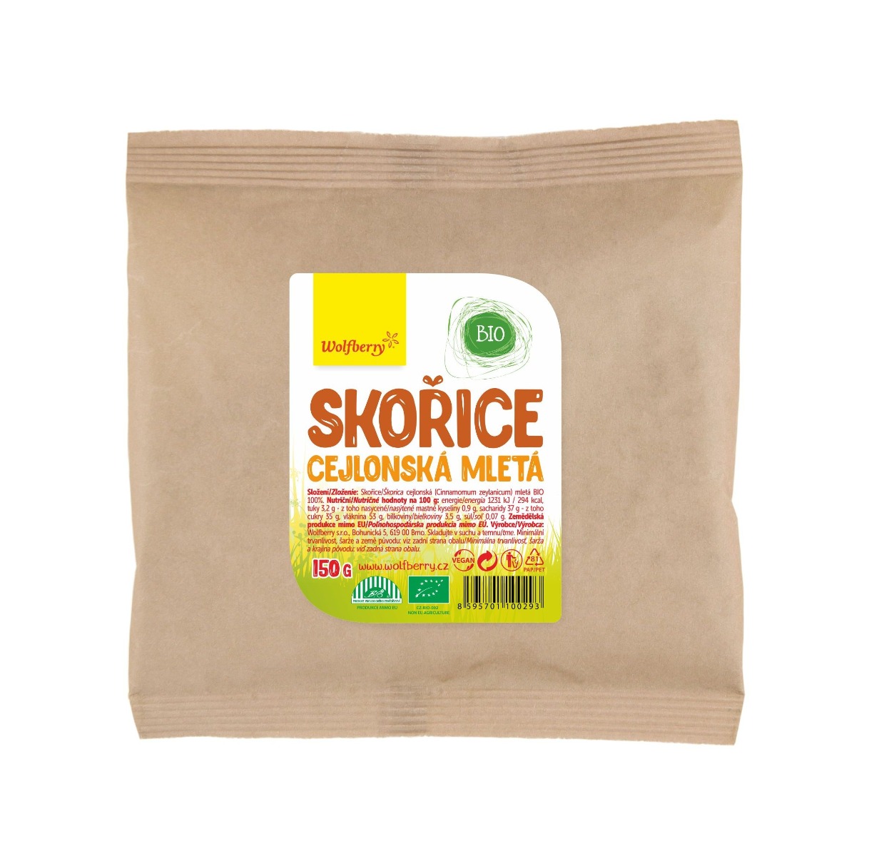 Wolfberry Skořice cejlonská mletá BIO 150 g Wolfberry
