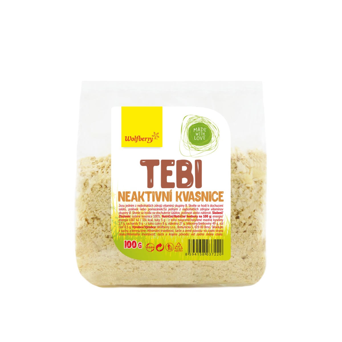 Wolfberry Tebi neaktivní kvasnice 100 g Wolfberry